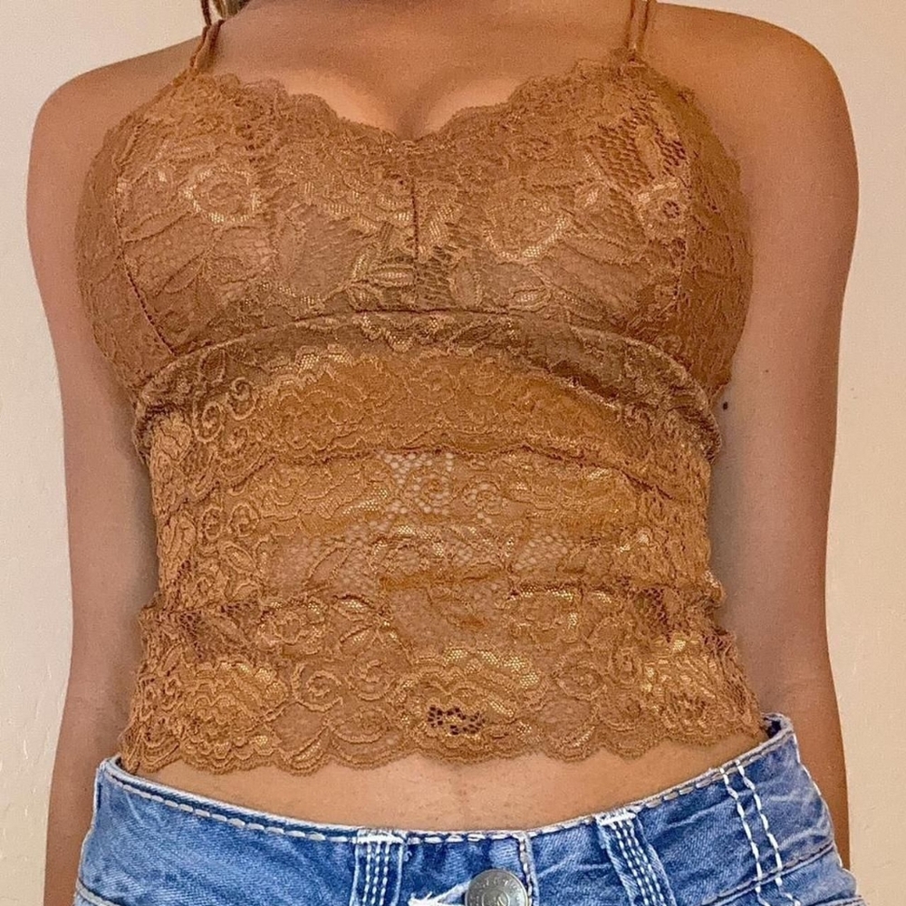 Kathy silk brown lace top